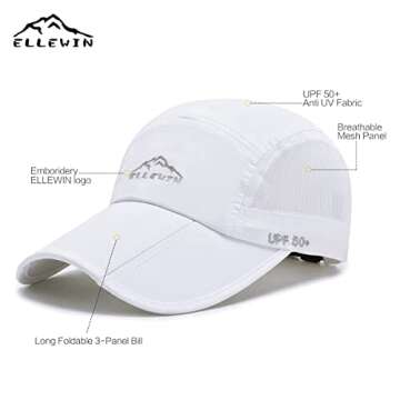 ELLEWIN Unisex Baseball Cap UPF 50 with Long Bill
