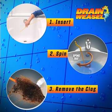 FlexiSnake Drain Weasel 18" Clog Remover Tool Kit