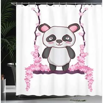 Lunarable Panda Shower Curtain with Colorful Design