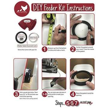 RentACoop DIY Large 2-Port Chicken Feeder Kit - Includes Ports, Rain Hoods, and Hardware - Suitable for Bantam Chickens, Turkeys, Ducks, Peafowl, and Other Poultry - 2 Pack