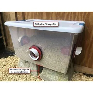 RentACoop DIY Large 2-Port Chicken Feeder Kit - Includes Ports, Rain Hoods, and Hardware - Suitable for Bantam Chickens, Turkeys, Ducks, Peafowl, and Other Poultry - 2 Pack