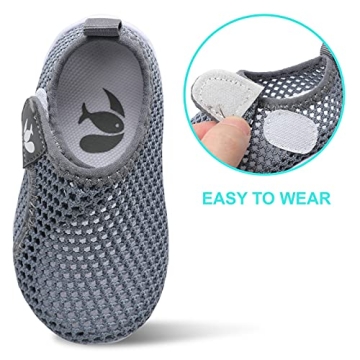 Toddler Water Shoes Toddler Swim Shoes Quick Dry Slip On Sneakers for Beach Pool Mesh Grey 12-18 Months Infant