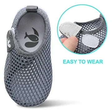 Toddler Water Shoes Toddler Swim Shoes Quick Dry Slip On Sneakers for Beach Pool Mesh Grey 12-18 Months Infant