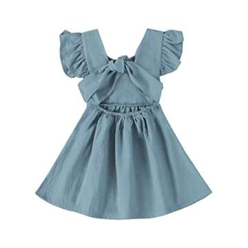 Toddler Baby Girl Dress Summer Cotton Linen Ruffle Halter Sleeveless Kids Casual Beach Party Dresses...