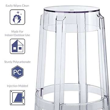 Modway Casper Modern Acrylic Counter Bar Stool in Clear - Fully Assembled