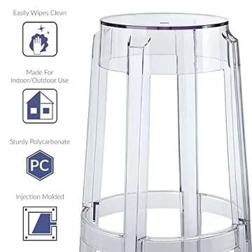 Modway Casper Modern Acrylic Counter Bar Stool in Clear - Fully Assembled