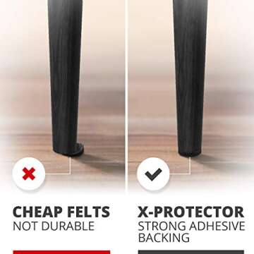Felt Furniture Pads X-PROTECTOR - 48 Premium Floor Protector Chair Felts for Feet Wood Floors Best Hardwood Protect Your Hard Floors! (Black)