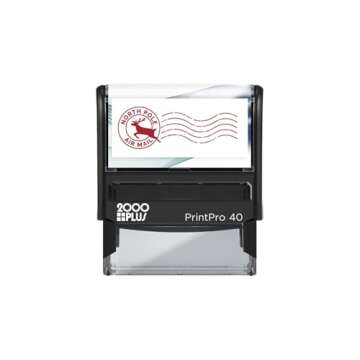 North Pole Self Inking Stamp/Santa Stamp / 13/16" x 2 3/16" Reindeer Rubber Stamp/Red Ink Christmas Letter Stamp Imprint/Air Mail Winter Holiday Envelope Stamp