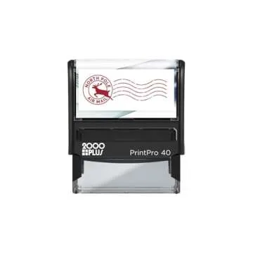 North Pole Self Inking Stamp/Santa Stamp / 13/16" x 2 3/16" Reindeer Rubber Stamp/Red Ink Christmas Letter Stamp Imprint/Air Mail Winter Holiday Envelope Stamp