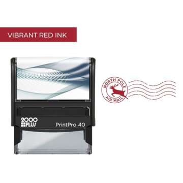 North Pole Self Inking Stamp/Santa Stamp / 13/16" x 2 3/16" Reindeer Rubber Stamp/Red Ink Christmas Letter Stamp Imprint/Air Mail Winter Holiday Envelope Stamp