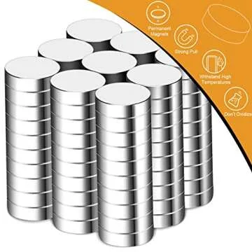 TRYMAG Small Magnets, Tiny Refrigerator Magnets Round Disc Magnets, Mini Premium Brushed Nickel Offi...