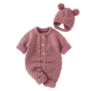i-Keaui Knitted Baby Romper & Hat Set - Unisex Style