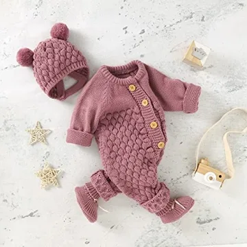 i-Keaui Knitted Baby Romper & Hat Set - Unisex Style