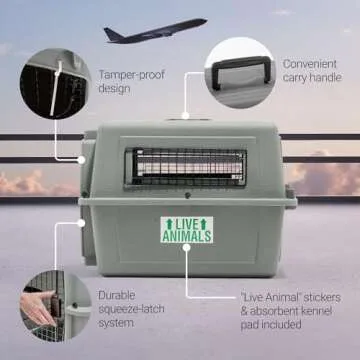 Petmate Sky Kennel - For Air and Travel, Airline Approved Dog Crate for Pets up to 15 lbs, Heavy Duty Dog Kennel, Made in the USA- 21 Inches