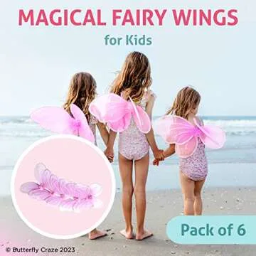 Butterfly Craze Girls' Fairy, Angel, or Butterfly Wings Costumes & Dress Up Collection: Set of 6, Ma...