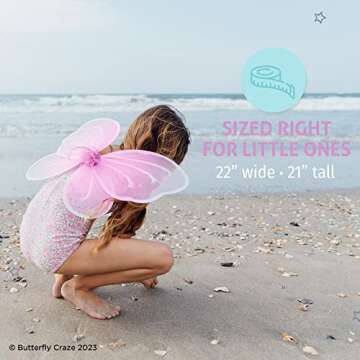 Butterfly Craze Girls' Fairy, Angel, or Butterfly Wings Costumes & Dress Up Collection: Set of 6, Magical Delights, Favors or Supplies for Kids, Make Your Little One's Birthday Party Special, Pink