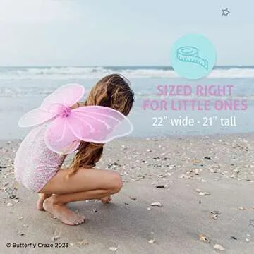 Butterfly Craze Girls' Fairy, Angel, or Butterfly Wings Costumes & Dress Up Collection: Set of 6, Magical Delights, Favors or Supplies for Kids, Make Your Little One's Birthday Party Special, Pink