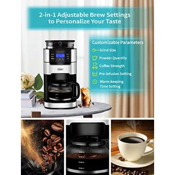 10-Cup Drip Coffee Maker with Built-In Burr Grinder
