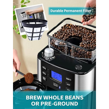 10-Cup Drip Coffee Maker with Built-In Burr Grinder