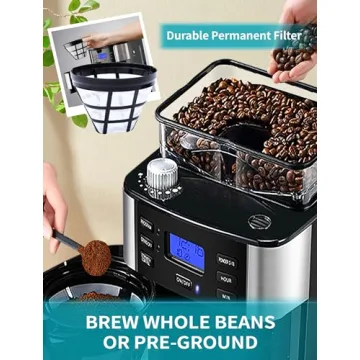 10-Cup Drip Coffee Maker with Built-In Burr Grinder