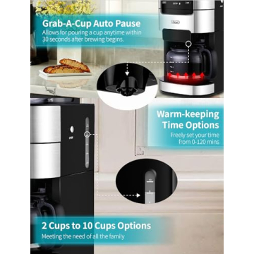 10-Cup Drip Coffee Maker with Built-In Burr Grinder