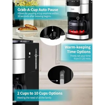 10-Cup Drip Coffee Maker with Built-In Burr Grinder