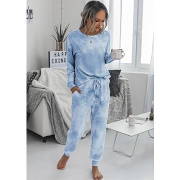 PRETTYGARDEN Women's Tie Dye Pajama Set Cozy Lounge Sleepwear