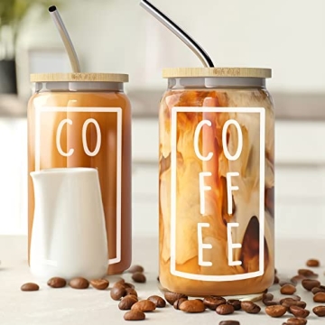 Trendy 16 oz Iced Coffee Cup with Bamboo Lid
