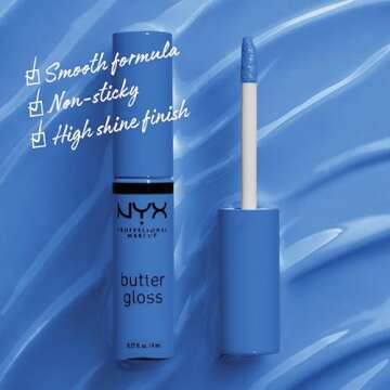 NYX PROFESSIONAL MAKEUP Butter Gloss, Non-Sticky Lip Gloss - Blueberry Tart (Periwinkle Blue)