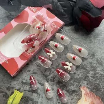 Cute Valentine's Day Press on Almond Nails for Women