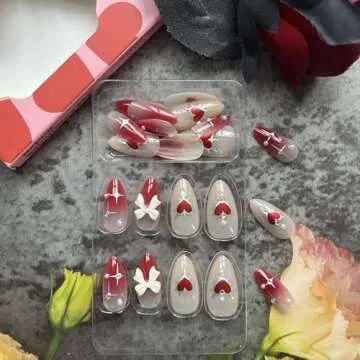 Cute Valentine's Day Press on Almond Nails for Women