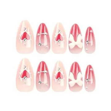 Cute Valentine's Day Press on Almond Nails for Women