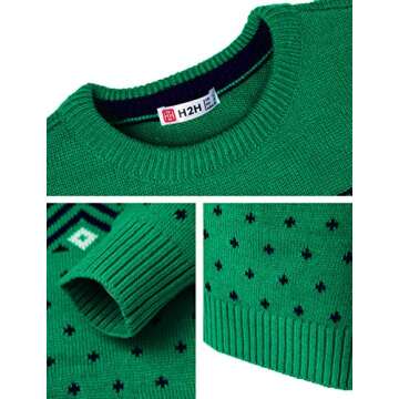H2H Mens Festive Slim Fit Crew Neck Sweater for Winter