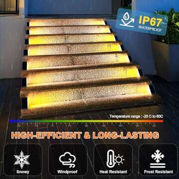 LED Solar Step Lights Waterproof Outdoor Stair Lights, Solar Deck Lights Outdoor Decor IP67 Solar Decoration Lights for Yard, Patio, Garden, Walkways, Front Door, Pathway, Driveway, Porch 6 Pack