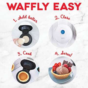 Dash Mini Waffle Bowl Maker for Breakfast, Burrito Bowls, Ice Cream and Other Sweet Desserts, Recipe Guide Included - White