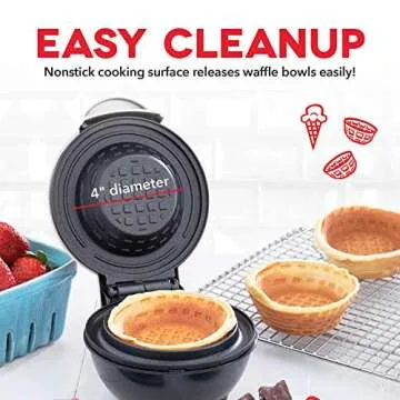 Dash Mini Waffle Bowl Maker for Tasty Breakfasts and Desserts