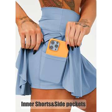 Navneet Women Tennis Skirts with Pockets High Waisted Golf Skirts Athletic Skorts Pleated Mini Skirt Workout Sport Pickleball, Blue, S