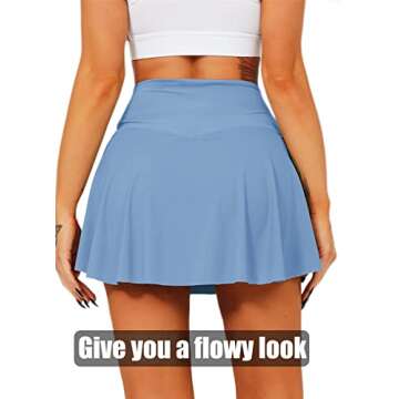 Navneet Women Tennis Skirts with Pockets High Waisted Golf Skirts Athletic Skorts Pleated Mini Skirt Workout Sport Pickleball, Blue, S