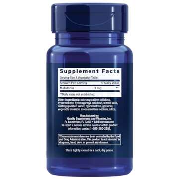 Life Extension Melatonin 6 Hour Timed Release 3 mg - For Circadian Rhythm & Immune Function, Cellula...