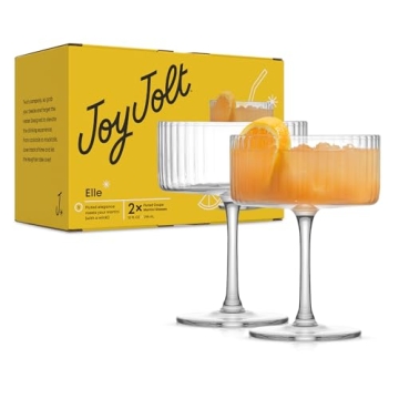 JoyJolt Fluted Coupe Glasses Set - Vintage Cocktail Elegance