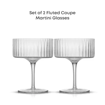 JoyJolt Fluted Coupe Glasses Set - Vintage Cocktail Elegance