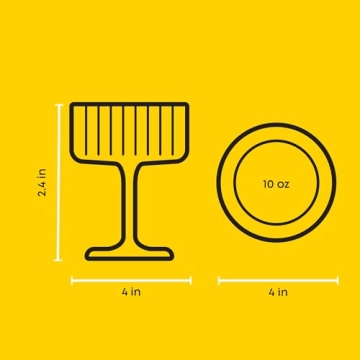 JoyJolt Fluted Coupe Glasses Set - Vintage Cocktail Elegance