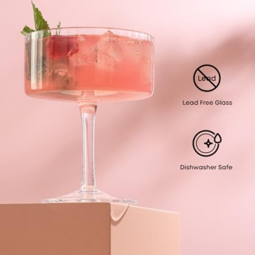 JoyJolt Fluted Coupe Glasses Set - Vintage Cocktail Elegance