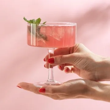 JoyJolt Fluted Coupe Glasses Set - Vintage Cocktail Elegance