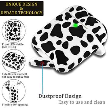 Airpod Case Soft Silicone Flexible Skin Cow Print, YOMPLOW Airpods Case Cover Earpod Case for Apple ...