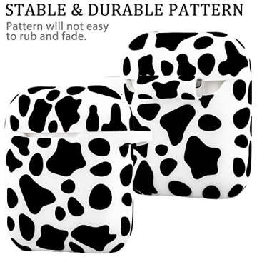 Airpod Case Soft Silicone Flexible Skin Cow Print, YOMPLOW Airpods Case Cover Earpod Case for Apple AirPods 2&1 Cute for Girls Women with Keychain (Cow)