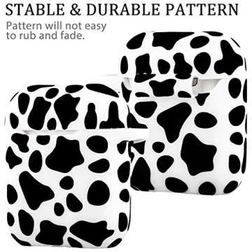 Airpod Case Soft Silicone Flexible Skin Cow Print, YOMPLOW Airpods Case Cover Earpod Case for Apple AirPods 2&1 Cute for Girls Women with Keychain (Cow)