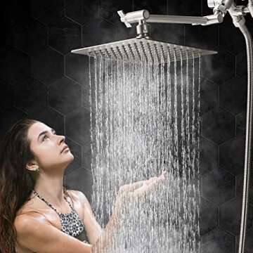 G-Promise 10" Dual Square Shower Head Combo - Brushed Nickel