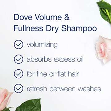 Dove Dry Shampoo Volume and Fullness 3 Count Hair Treatment for Oily Hair, Cleansing Hair Volumizer 5 oz