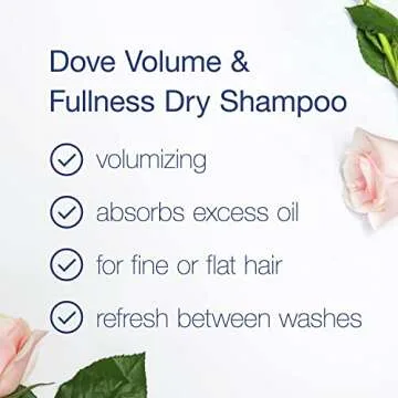 Dove Dry Shampoo Volume and Fullness 3 Count Hair Treatment for Oily Hair, Cleansing Hair Volumizer 5 oz
